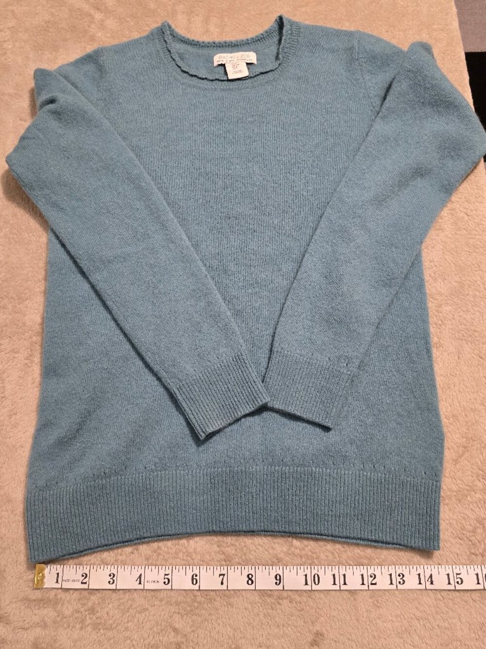 Rachel Zoe 100% Cashmere Crewneck Sweater Blue Size S 2-Ply Soft Knit Luxury